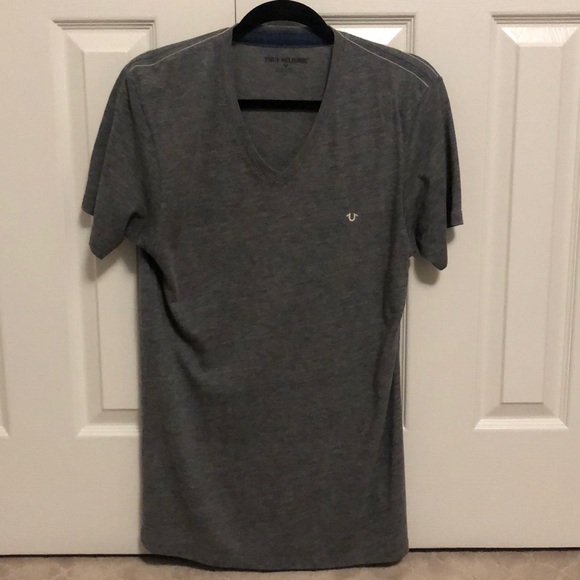 Mens True Religion Gray V Neck Shirt (Size Small) - Picture 1 of 4